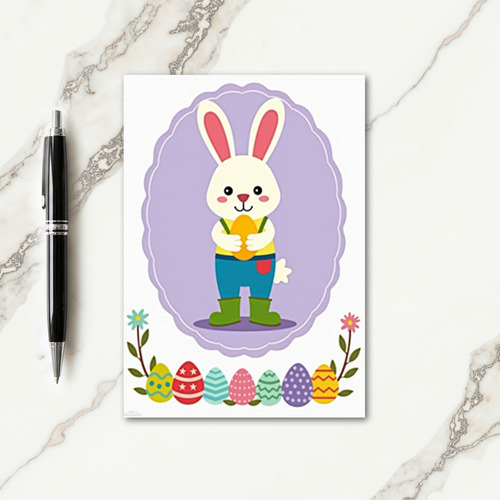 Oval Rabbit Pattern Egg Card