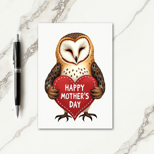 Owl Heart Mothers Day Illustration Card