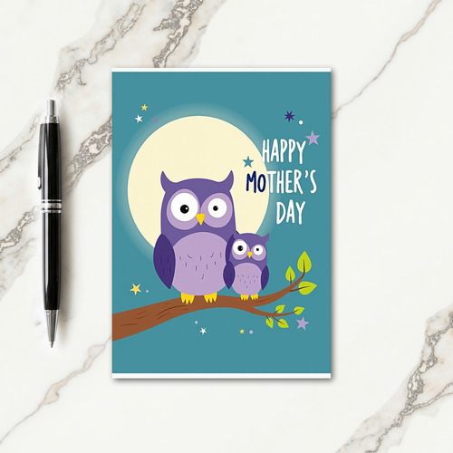 Owl Mothers Day Scene Greeting Card