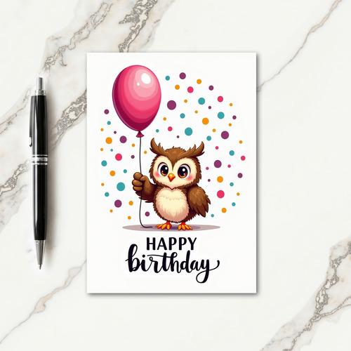 Owlet Balloon Birthday Card