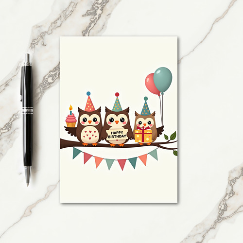 Owlet Birthday Branch Card