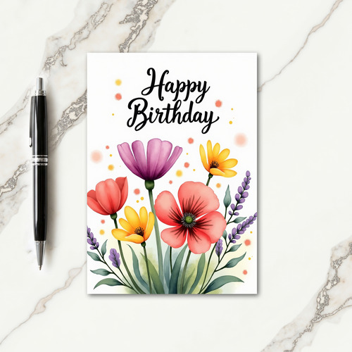 Painted Birthday Bloom Card