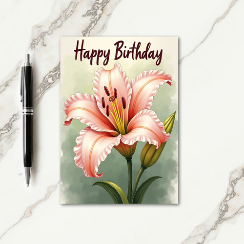 Painted Birthday Lily Card