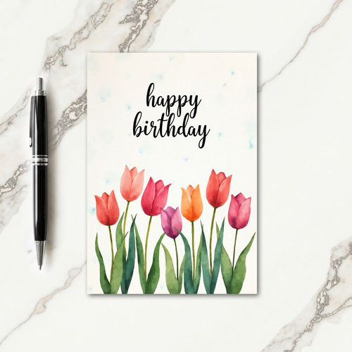 Painted Blooms Birthday Card