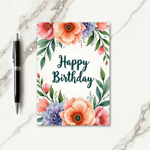 Painted Blossom Birthday Card