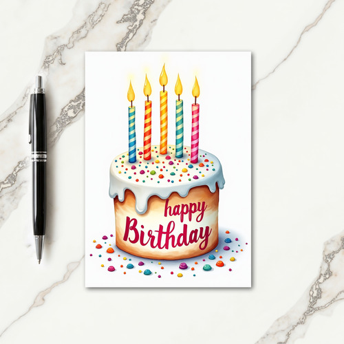 Painted Cake Birthday Card