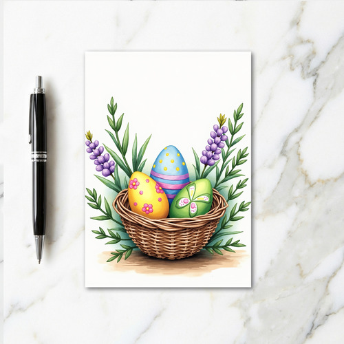 Painted Eggs Basket Spring Card