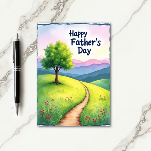 Painted Fathers Day Scene Card