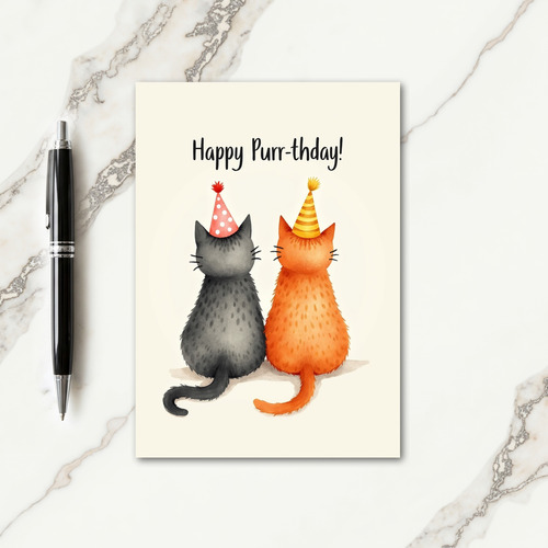 Painted Feline Birthday Card
