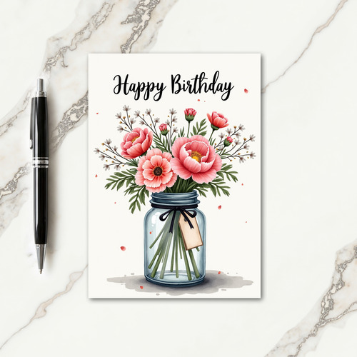 Painted Floral Birthday Card