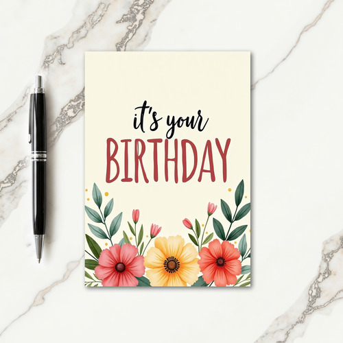 Painted Flower Birthday Card