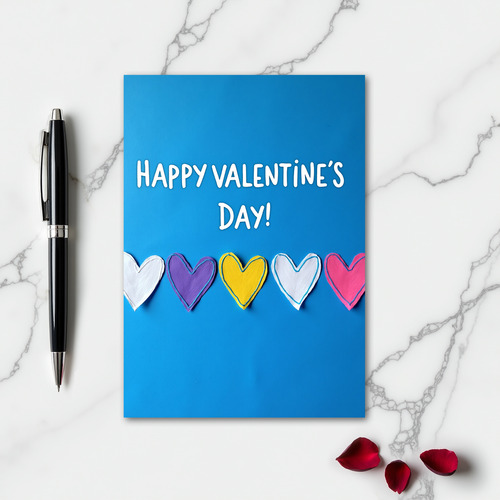 Painted Hearts Valentines Card