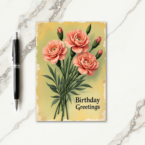Painted Pink Blooms Birthday Card