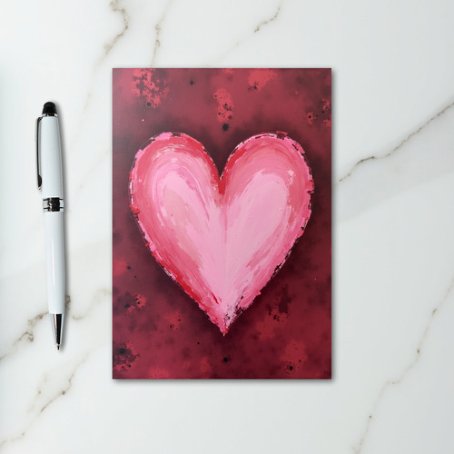 Painted Pink Heart Love Card