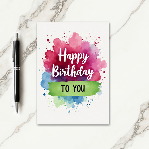 Painted Script Birthday Card