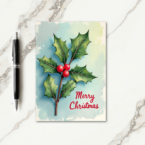 Painted Sprig Christmas Card