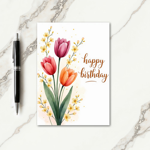 Painterly Blossom Birthday Card