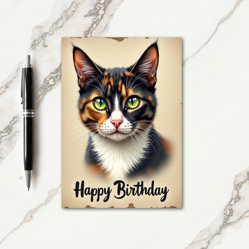 Painterly Feline Birthday Card