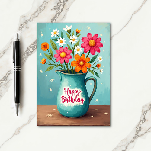 Painterly Floral Birthday Card