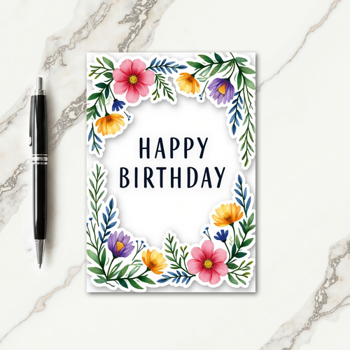 Painterly Garland Birthday Card