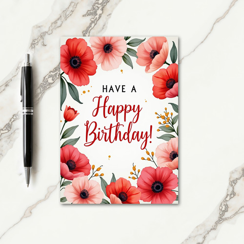 Painterly Poppy Birthday Card