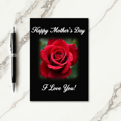 Painterly Red Rose Mothers Day Card