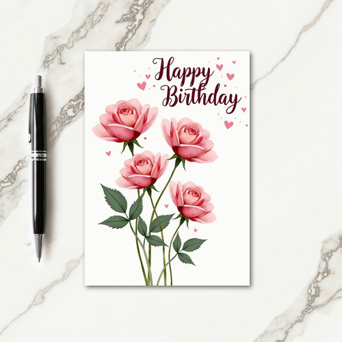 Painterly Rose Birthday Card