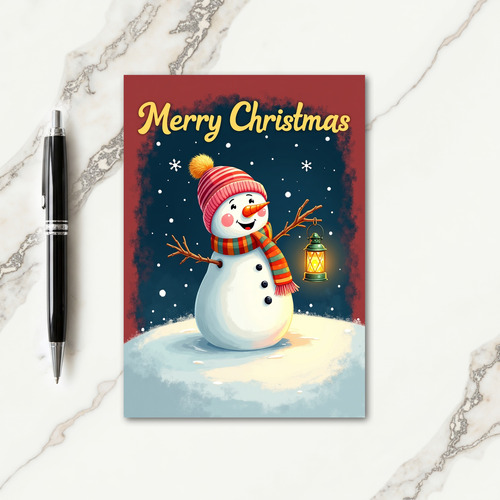 Painterly Snowman Christmas Card thumbnail