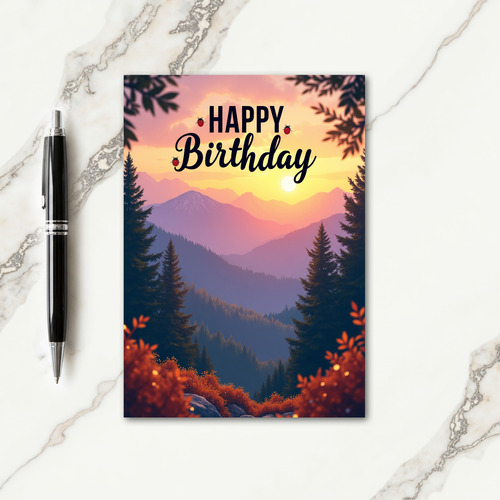Painterly Sunset Birthday Card