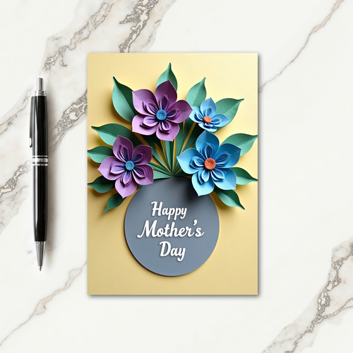 Pale Yellow Paper Flower Card