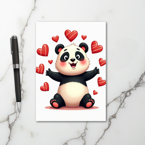 Panda Hugs And Hearts Card