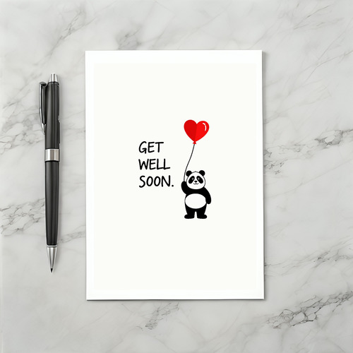 Panda red heart get well