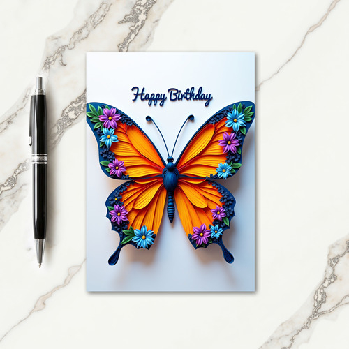 Paper Art Butterfly Birthday Card