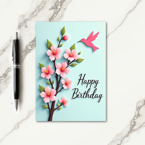 Paper Cut Bloom Birthday Card