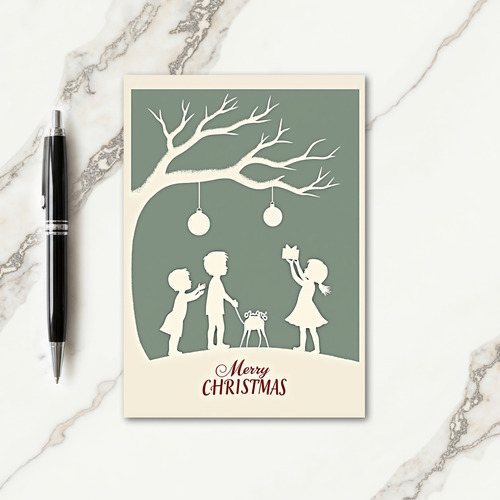 Paper Cut Childrens Christmas Card
