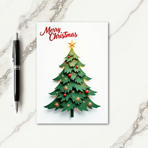Paper Cut Christmas Tree Card