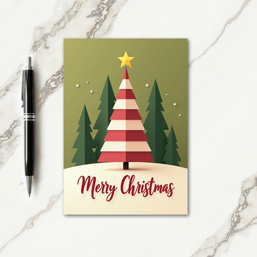 Paper Cut Evergreen Christmas Card