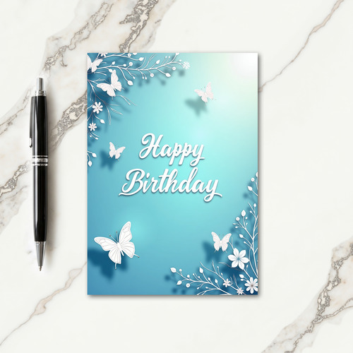 Paper Cut Floral Birthday Card