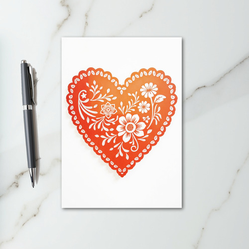 Paper Cut Floral Heart Card