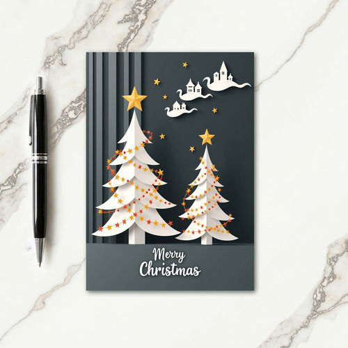 Paper Cut Winter Tree Card