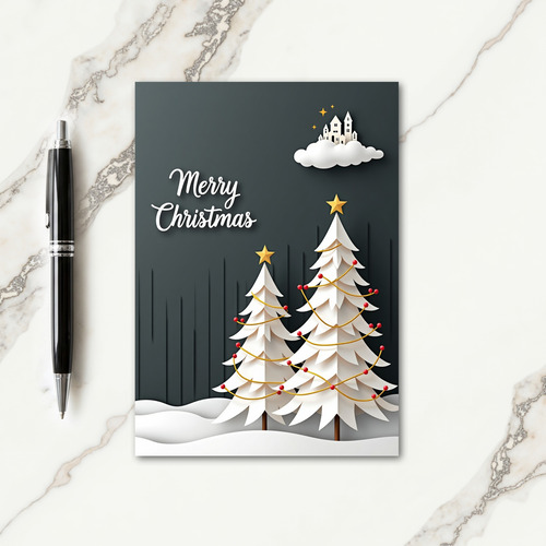 Paper Cut Winter Village Card