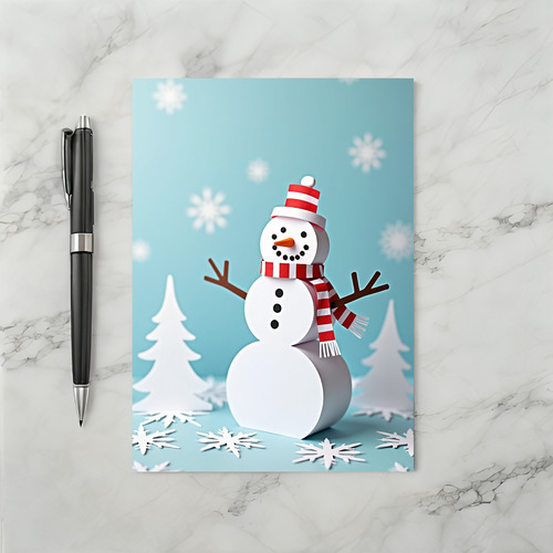 Paper Snowman Christmas Joy Card