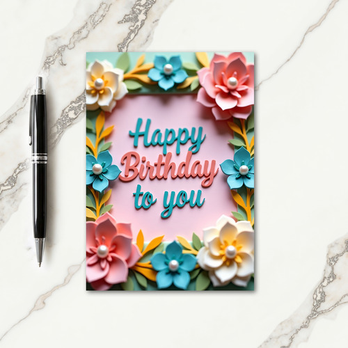 Papercut Floral Birthday Card