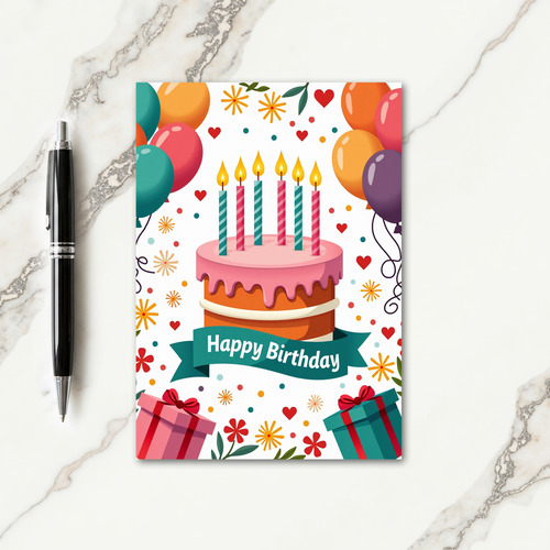 Party Balloons Birthday Card