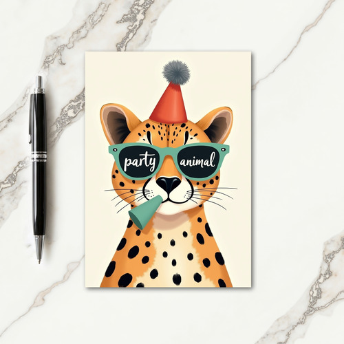 Party Birthday Spotted Feline Card