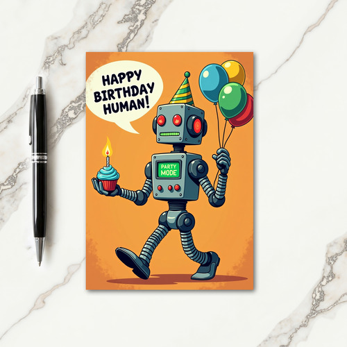 Party Bot Cupcake Card