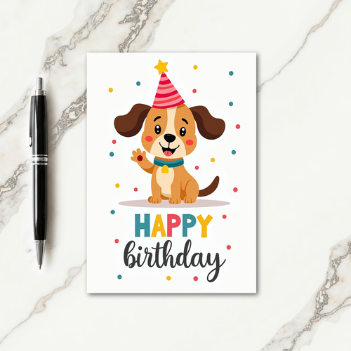 Party Dog Smiling Birthday Card