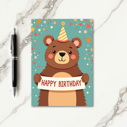 Party Hat Bear Birthday Card