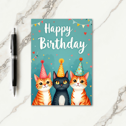 Party Hat Cat Birthday Card