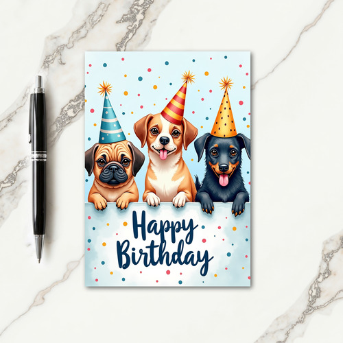 Party Hat Dogs Birthday Card